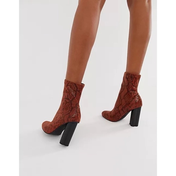 Asos Eliza Heeled Sock Boots in Snake Size 6.5 US - Picture 4 of 12